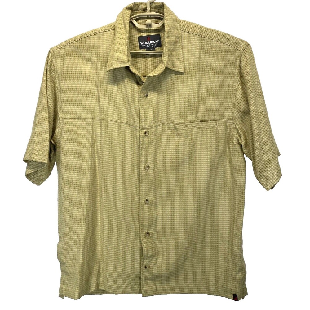 Woolrich Elite Series Tactical Men's M Button Up Shirt Short Sleeve Green Check
